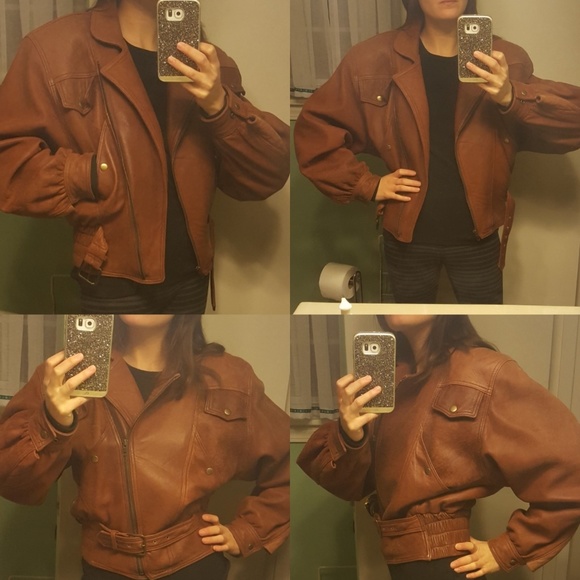 SOLD 40's style cognac bomber jacket. - Picture 8 of 8